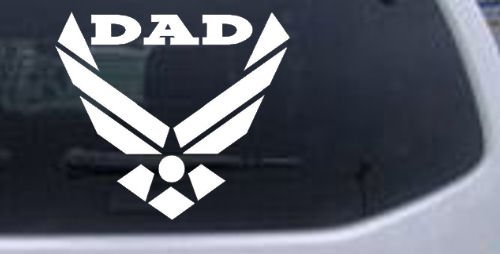 White 3in X 3.3in -- Air Force Dad Military Car Window Wall Laptop Decal Sticker