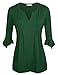 Ninedaily Plus Size Clothing for Women, Womens Tops 3/4 Sleeve Loose Fit V-neck Tee Shirts Cotton Spandex Rayon Ladies Fushcia Dip Hem Green 2XL Womens Blouse Size 22