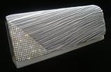 STUNNING SATIN DIAMANTE CLUTCH BAG PURSE EVENING BRIDE (SILVER)