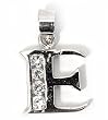 Silver Block Initial Pendant with Cubic Zirconia, Size: 12mm