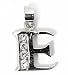 Silver Block Initial Pendant with Cubic Zirconia, Size: 12mm