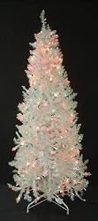 6' Slim Pre-Lit Shimmering White Iridescent Christmas Tree - Multi Lights