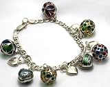 Charms Bracelets Hand Made Sterling Silver with Clear Enamel Made in Italy