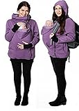 Onuneed(オンユニード) 厚手 マタニティ ロングパーカー マルチ防寒 マタニティウェア ダッカー付き ベビーキャリア に最適 産後用 (L, パープル) [並行輸入品]