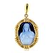14K Yellow Gold Sacred Heart Oval Agate Cameo Pendant