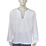Mens Embroidered Kurta Casual Cotton Shirt India Chest 44 inches