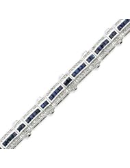 Sterling Silver Sapphire & CZ Bracelet - 7 Inch