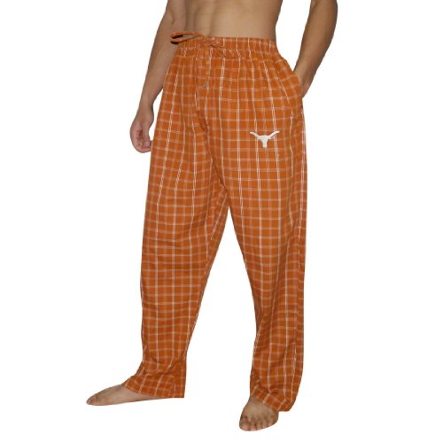 Mens NCAA Texas Longhorns Plaid Thermal Sleepwear / Pajama Pants - Brown & White (Size: M)