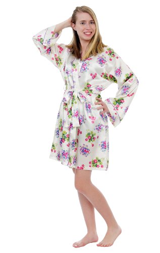 Up2date Fashion Short Printed Satin Robe, Style Gwn16-77