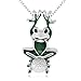 Sterling Silver and Enamel Frog Diamond Pendant, 18"