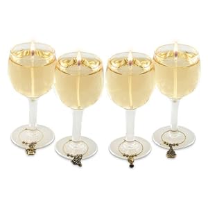 Small White Wine Glass Gel Candle - Set of 4 by 