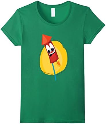 Women's Happy Diwali Smiling Rocket T-Shirt. Large Kelly Green
