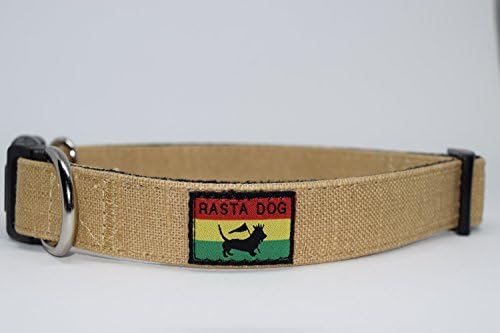 RASTA DOG Adjustable Dog Collar available in multiple sizes and colors Eco-Friendly Bamboo with fleece lining Tan with Black Fleece lining (Small 10-16 in. long by 3/4 in. wide)