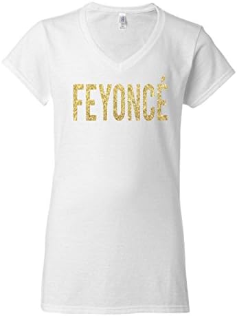 Feyonce Womens Vneck Tshirt White (Small)