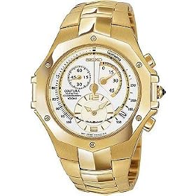 Seiko Men's Gold Kinetic Coutura Calendar Chronograph Watch