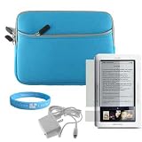 Twilight Blue Carrying Cover for Nook + Clear Screen Protector + Wall Charger + Wisdom * Courage Wristband