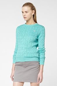 L!VE Long Sleeve Crewneck Cableknit Sweater
