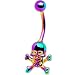 Rainbow Electro Titanium Skull and Crossbones Belly Ring