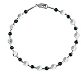 Bracelet Cobra Mixte - JB041AC - Acier et Agate Noire - longueur 21 5cm