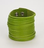 58mm green cut leather wristband cuff bracelet surf