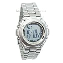 Men's 4 Alarm Silver Tone Talking Digital Watch and Date with Round Face