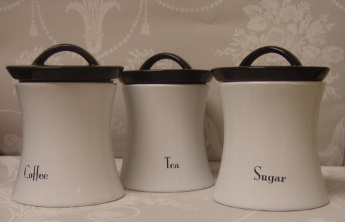 black and white tea coffee sugar jars