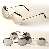John Lennon Style Mirror Lens Sunglass with Microfiber Storage Bag