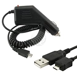 USB Data/Charging Cable + Rapid Car Charger for Motorola Q Global / Q9/RAZR 2 V8/V9/V9m, Nokia Nseries, LG, Samsung, Blackberry Curve 8900 Pearl Flip 8220 Storm 9500 9530