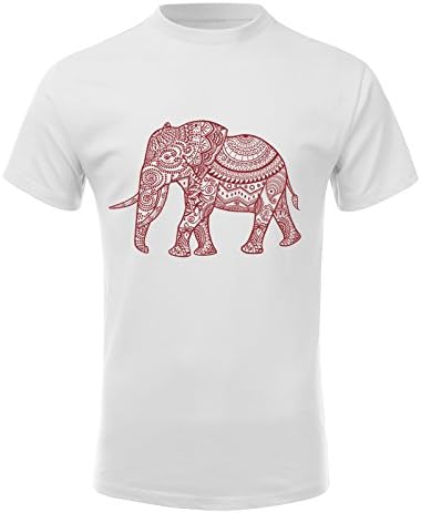 MILLO Mens Short Sleeve Tribal Aztec Elephant Graphic Printed Tee
