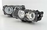 99-01 BMW E38 7-SERIES: 740I, 740IL, 750I, 750IL HEADLIGHTS - EURO BLACK STYLE, HALOGEN TYPE ONLY, W/ PROJECTOR, W/ HALO 00
