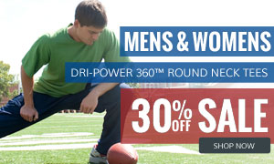 Man Warming Up in Stadium Wearing Russell Athletic Dri Power Round Neck Tee