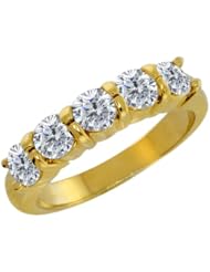 1.35 Ct Round G/H Diamond 18K Yellow Gold