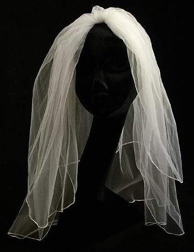 Ivory Two Tier Bridal Veil with Attached Hair Comb for Wedding, QuinceaÃ±era, Party or Costume