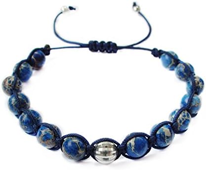 KECHI BRACELET AUTHENTIC HANDMADE BLUE JASPER STONE AND SILVER BAL HARMONY BRACELET