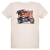 Artsmith, Inc. Organic Kids T-Shirt Motorcycle Eagle And US Flag