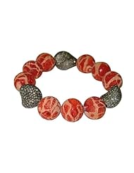 Sterling Silver 7.62ct Diamond Pave Beads Cord Bracelet Jewelry