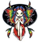 Adorable Fairy with Rainbow Colored Wings by Jasmine Becket-Griffith (Clear Background) - Sticker / Decal