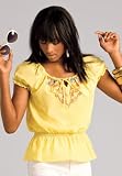 metrostyle Embroidered Peasant Top