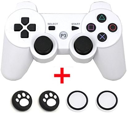 Bluetooth Wireless Dualshock PS3 Controller Game Gaming Remote Gamepad Consoles Joypad Joystick for Sony Playstation III with 6-Axis And Dual-Vibration (white)