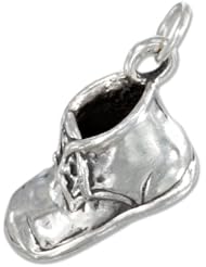 Sterling Silver Three Dimensional Baby Bootie Charm
