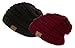 Trendy Warm Chunky Soft Stretch Cable Knit Slouchy Beanie Skully HAT20A (One Size, 2 PACK BLACK/BURGUNDY)