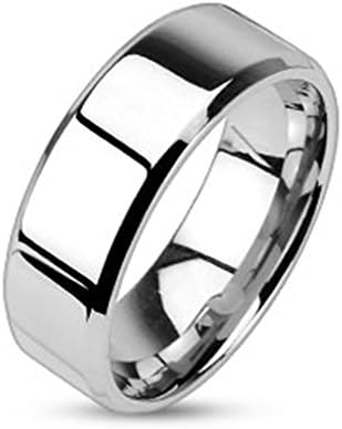 Women Stainless Steel Glossy Mirror Polished Band Ring - Size 7