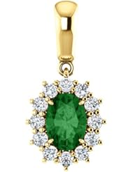 14K Yellow Gold 7.00x5.00mm Oval Cut Chrome Tourmaline and Diamond Pendant -- LIFETIME WARRANTY