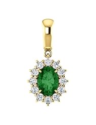 10K Yellow Gold 7.00x5.00mm Oval Cut Chrome Tourmaline and Diamond Pendant -- LIFETIME WARRANTY