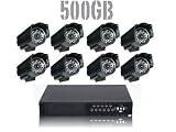 Electronics : 8 x Camera Day/Night Infrared CCD Cameras with 25m Night Vision Range and 8 Channel DVR 500GB with Motion Detection/Network Compatible - all Inclusive CCTV Package