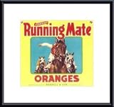 Running Mate Orange Label, 1930 by unknown 12.00X13.25 Framed with Black Metal Frame