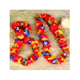 12 Bright Rainbow Hawaiian Flower Lei Party Necklace