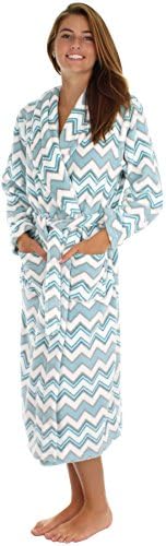 PajamaMania Women's Fleece Robe Blue Chevron - XL