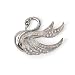 Silver Tone Swan Brooch with CZ Accents