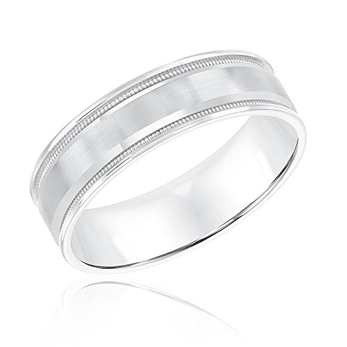 Men's Milgrain Beveled Edge Band - Size 10